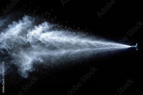 Spray mist of aerosol jet splash on black background realistic effect Atomizer sprayer mist of water spray mist in air steam Aerial
