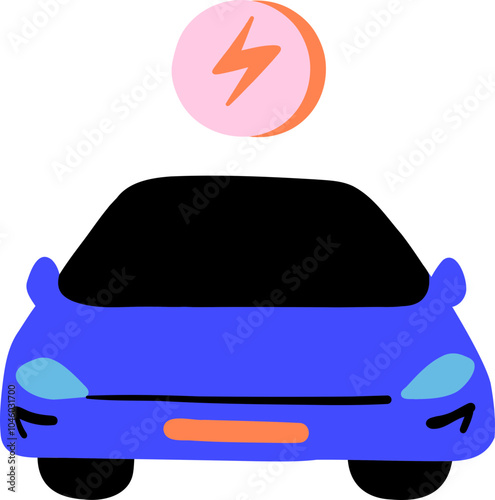 Modern Electric Car with Clean Energy Symbol