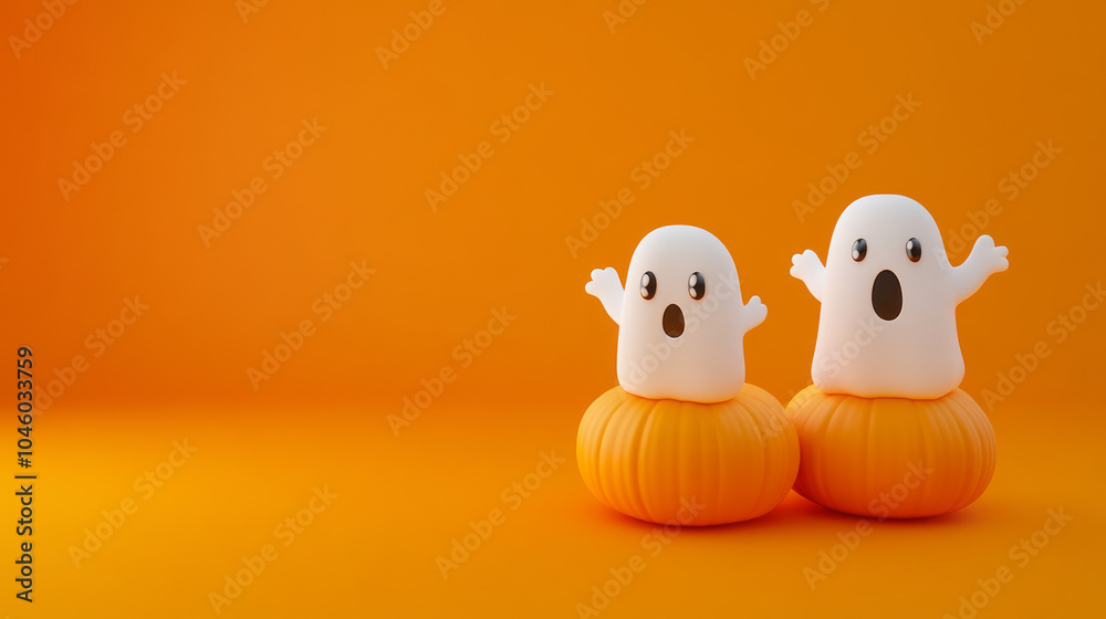 Cute Halloween theme background, There are ghost, pumpkin, Cartoon. Generative AI Cute Halloween theme background, There are ghost, pumpkin, Cartoon. Generative AI