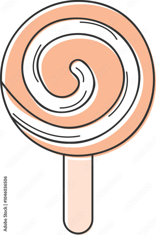 Peach and white swirl lollipop for Halloween candy Vector Peach and white swirl lollipop for Halloween candy Vector