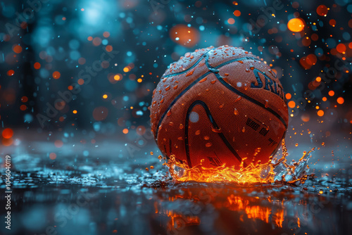 Create aretro background image that has details related to the sport of basketball. Generative AI photo