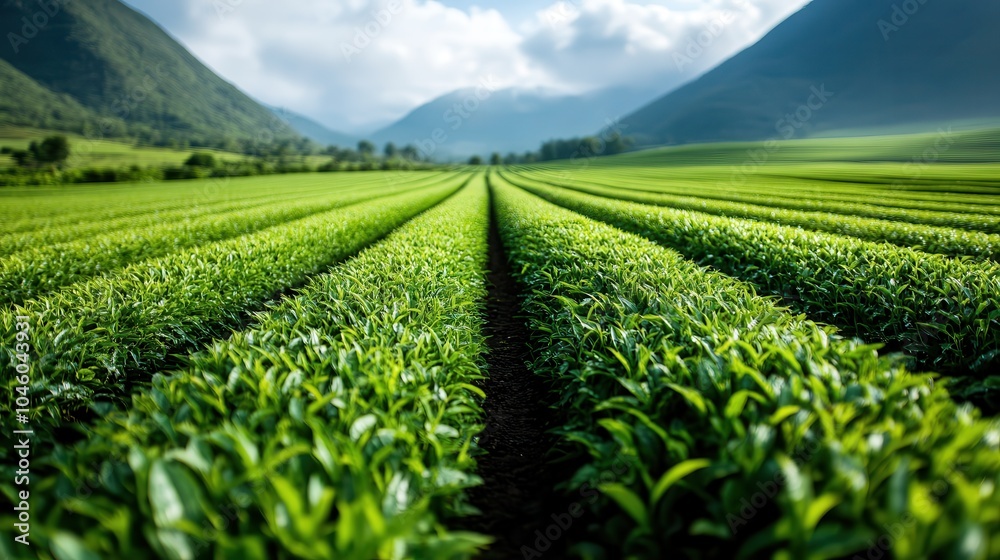 A close-up view of vibrant rows of crops stretching into the distance under a bright, clear sky, nestled among towering green mountains, symbolizing abundance. A close-up view of vibrant rows of crops stretching into the distance under a bright, clear sky, nestled among towering green mountains, symbolizing abundance.