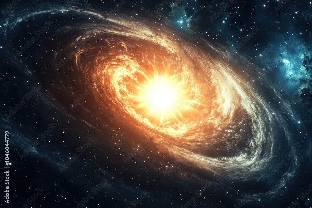 Obraz premium Galactic scene with a bright supernova and swirling stardust