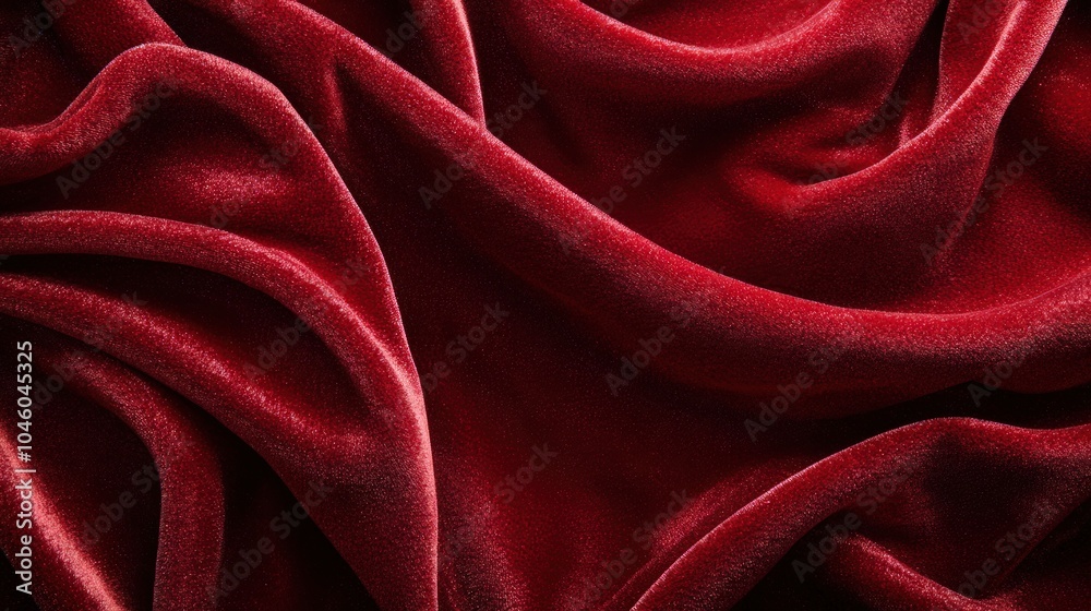 Rich red velvet pattern with elegant folds and a luxurious appearance Rich red velvet pattern with elegant folds and a luxurious appearance