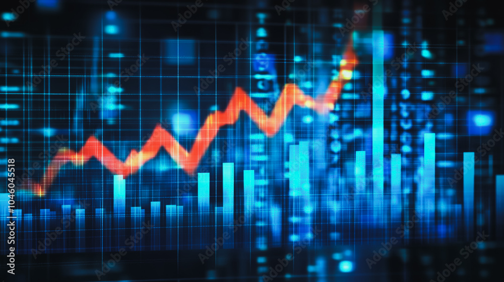 charts and graphs with statistics to innovative analyze business potential and forecast future development of companies growth.