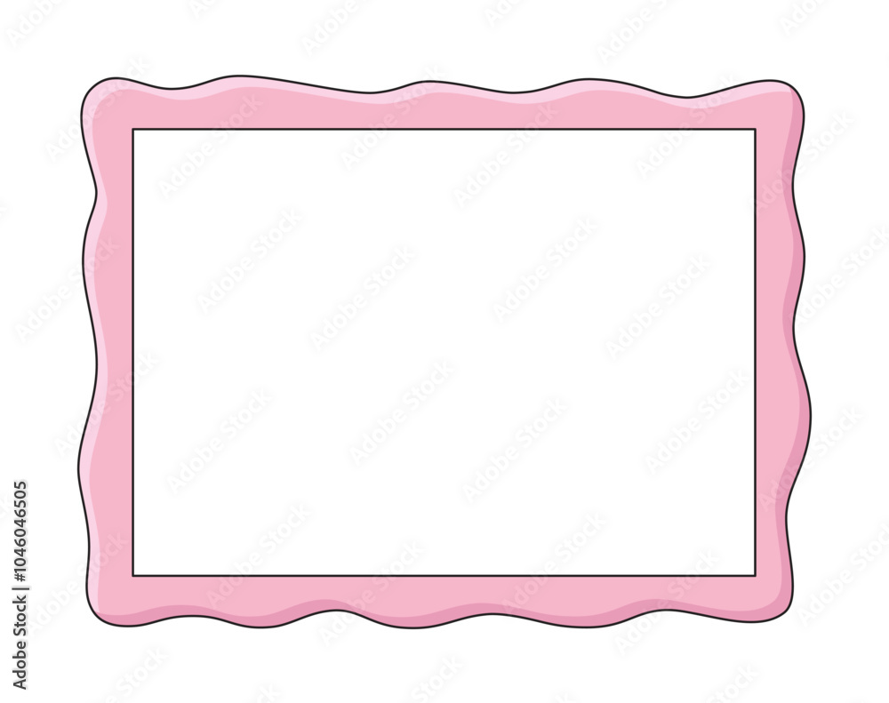 Pink wavy shaped decorative frame isolated vector illustration