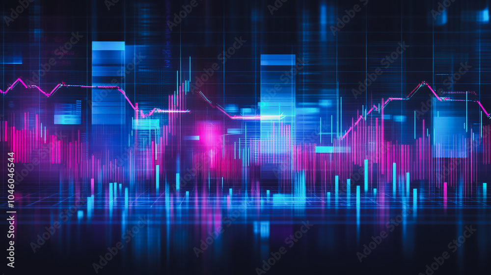 charts and graphs with statistics to innovative analyze business potential and forecast future development of companies growth.
