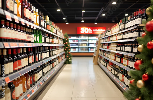 Wallpaper Mural Christmas or New Year's sale in a liquor supermarket or store Torontodigital.ca