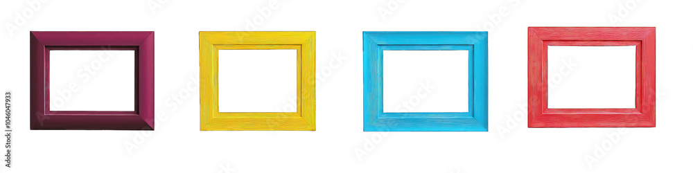 Fototapeta premium Collection of color carved wooden frame, Photo frame isolated on transparent background