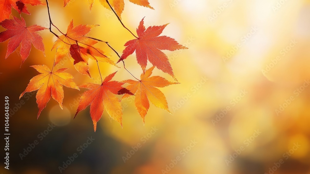 Sunlit Autumn Leaves, Vibrant Fall Foliage, Maple Leaves Background, Golden Autumn Scenery Sunlit Autumn Leaves, Vibrant Fall Foliage, Maple Leaves Background, Golden Autumn Scenery