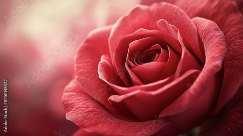 Soft focus macro of a red rose, highlighting its petal folds and delicate textures, Rose Petals, close-up intimate floral portrait