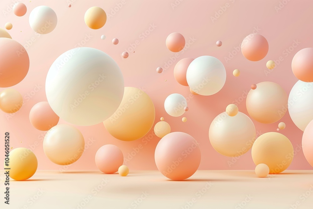 Abstract spheres floating against a soft pink background. AI. Abstract spheres floating against a soft pink background. AI.