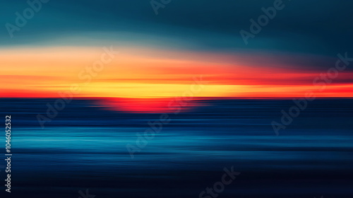 Vibrant sunrise seascape abstract coastal wallpaper with blue sky and sea