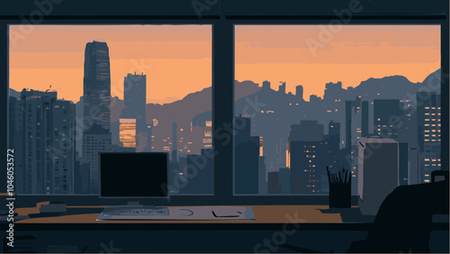 Urban Charm- Dusk View of Hong Kong Island.eps