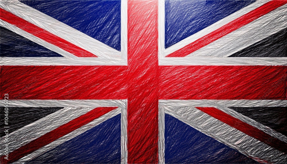 Fototapeta premium united kingdom flag in abstract colored pencil stroke style