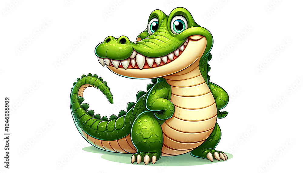 Naklejka premium Smiling Cartoon Crocodile with Big Teeth
