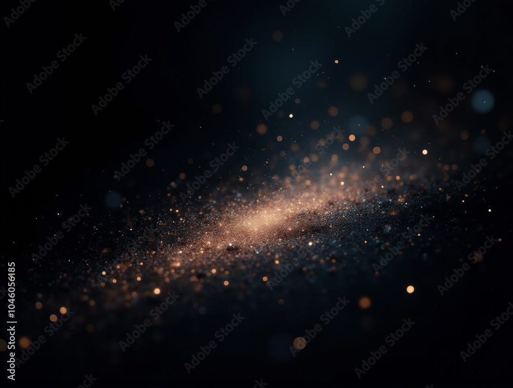 Fototapeta premium Shimmering Light Dust and Sparkling Particles in Pitch-Black Space Creating a Magical Ambiance with Invisible Light Origin