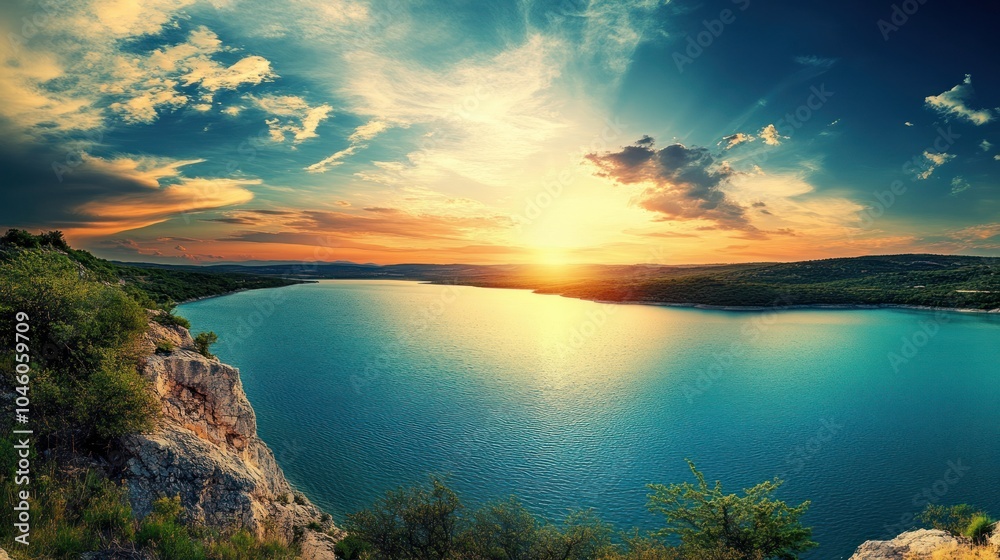Sunset Over a Serene Lake Sunset Over a Serene Lake