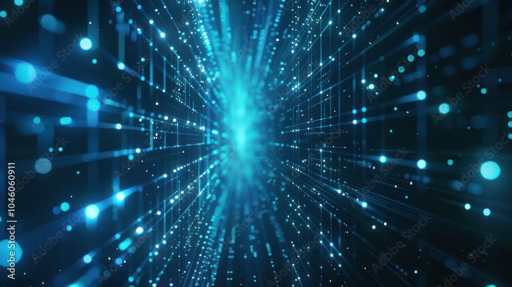 Fototapeta premium Abstract Digital Network with Glowing Blue Lines and Dots