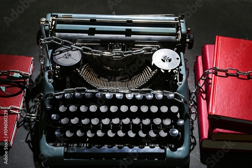 Vintage typewriter with cha...