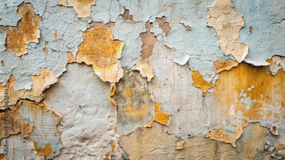 Obraz premium Weathered concrete wall with peeling paint texture and forced perspective