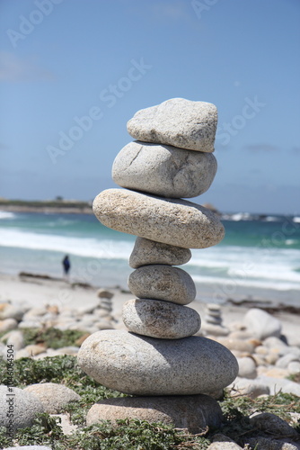 Photography Rock cairn at the beach.