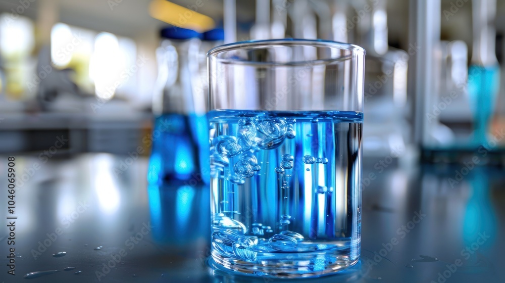 Blue Liquid in a Glass Beaker