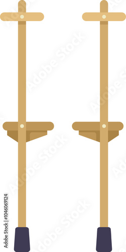 This vector illustration shows a pair of wooden stilts, ready for exciting outdoor play and entertainment
