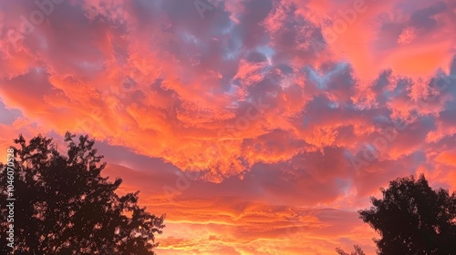 Orange and pink dawn clouds, highlighting the beginning of a new day photo