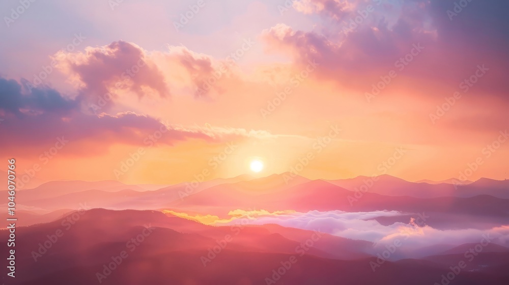 Fototapeta premium Orange and pink dawn clouds, highlighting the beginning of a new day