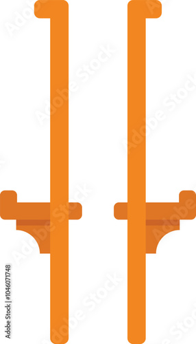 This vector illustration features a pair of wooden stilts, ready for someone to step up and enjoy a fun filled day of outdoor play and entertainment