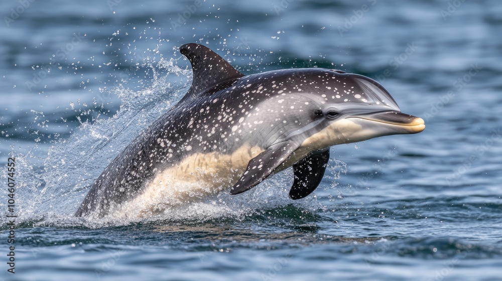 Obraz premium Dolphin Jumping Out of Water in Ocean