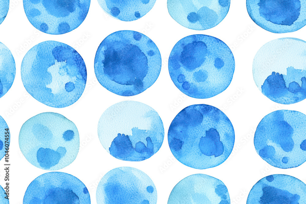 Seamless dotted pattern with blue watercolor circles. Seamless dotted pattern with blue watercolor circles.