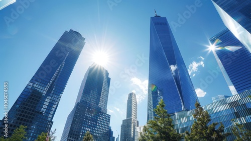 Skyline View of Modern Skyscrapers in NYC