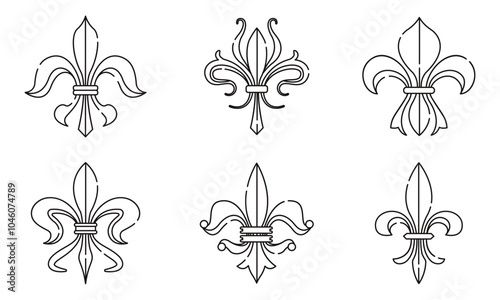 Fleur de lys coat of arms symbols Set Vector