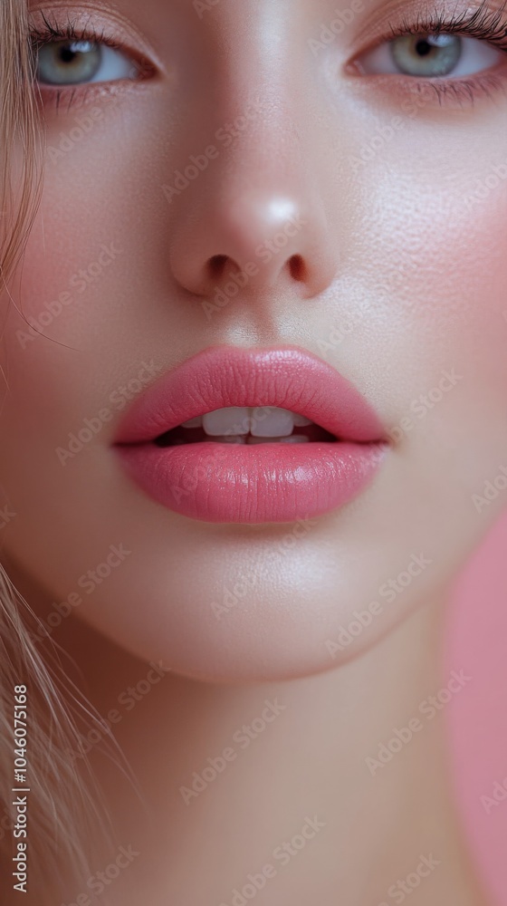 Fototapeta premium Close-Up of Beautiful Model with Soft Pink Lips