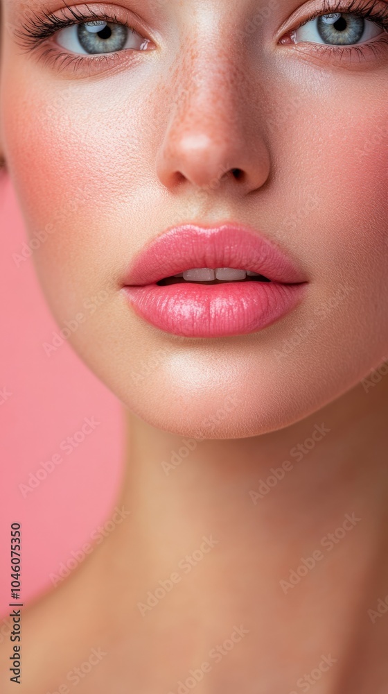 Close-up Portrait of a Beautiful Woman with Soft Makeup Close-up Portrait of a Beautiful Woman with Soft Makeup