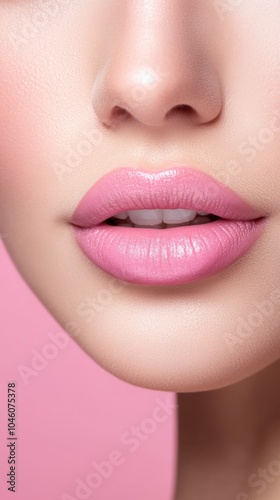 Close-Up of Soft Pink Lips