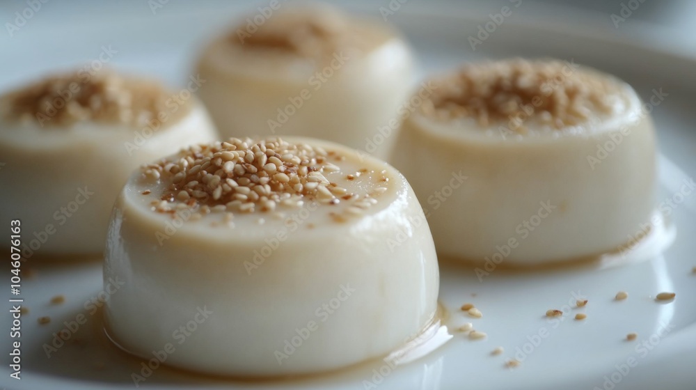 Smooth Creamy Desserts with Sesame Topping Smooth Creamy Desserts with Sesame Topping