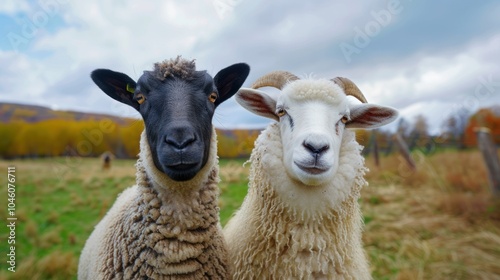 Two Sheep Looking at the Camera