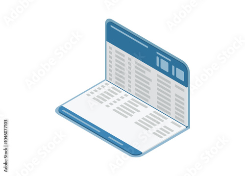 Opened saving book. Simple flat illustration in isometric view.