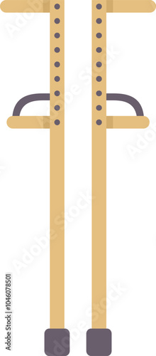 Pair of wooden stilts standing upright, perfect for circus acts, street performances, or outdoor fun