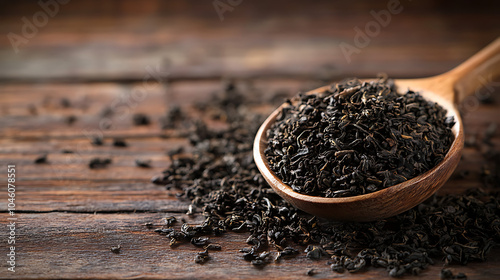 dry tea isolated on a wooden table