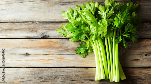 celery isolated on a wooden table