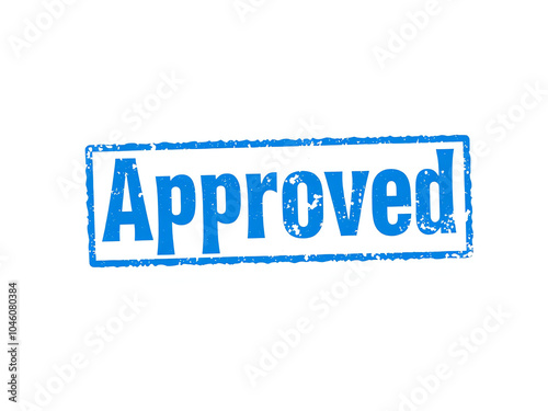 approved grunge blue stamp on white background