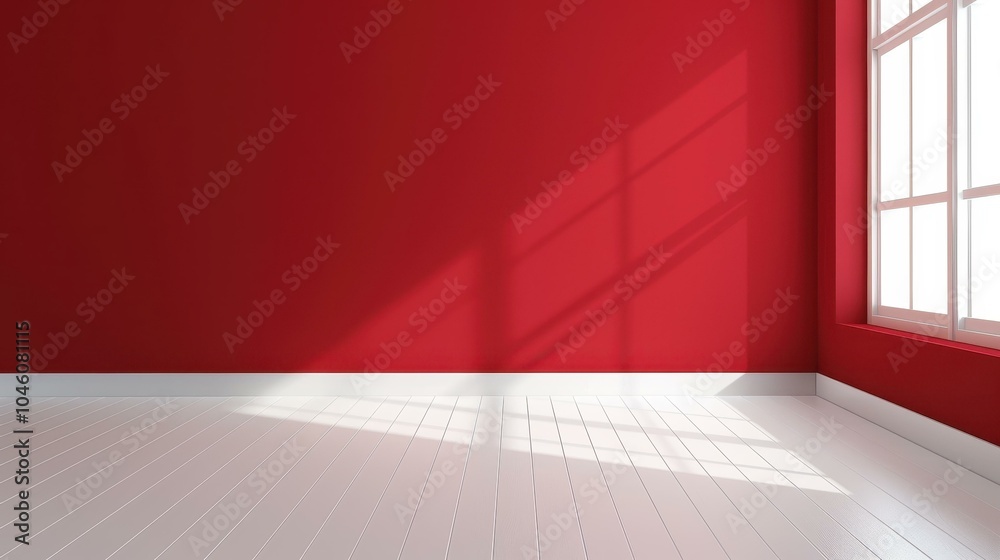Bright and chic room under renovation features large windows and bold red walls, offering a stylish retreat for relocation. Bright and chic room under renovation features large windows and bold red walls, offering a stylish retreat for relocation.