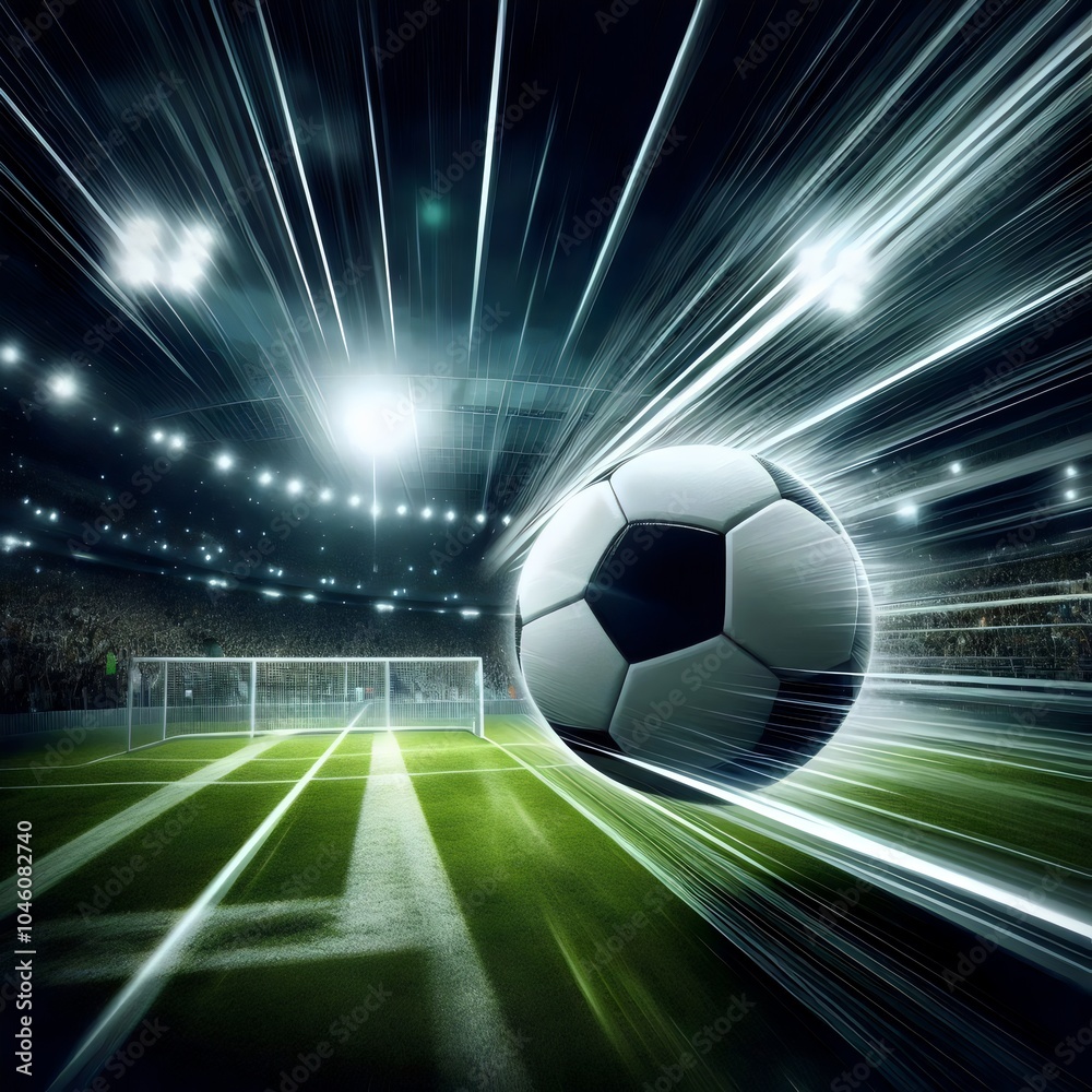 Abstract Soccer Ball in Stadium - Speed, Motion, Light Streaks Abstract Soccer Ball in Stadium - Speed, Motion, Light Streaks