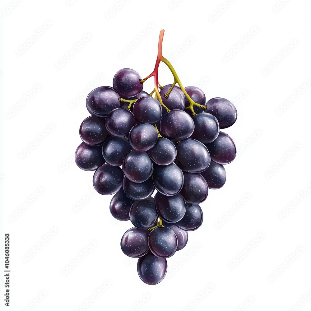 Fototapeta premium Fresh, juicy black grapes on a white isolate background.