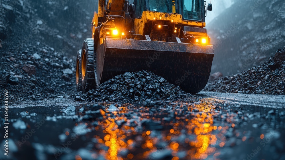 Excavator earthmoving at coal open pit recycling and coal mining industry Excavator earthmoving at coal open pit recycling and coal mining industry