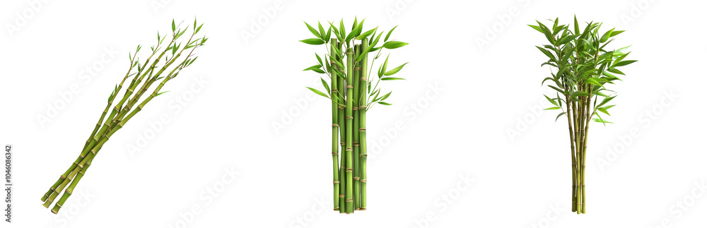 Obraz premium PNG Fresh Bamboo Stalks for Natural Decor and Crafts Isolated on Transparent Background